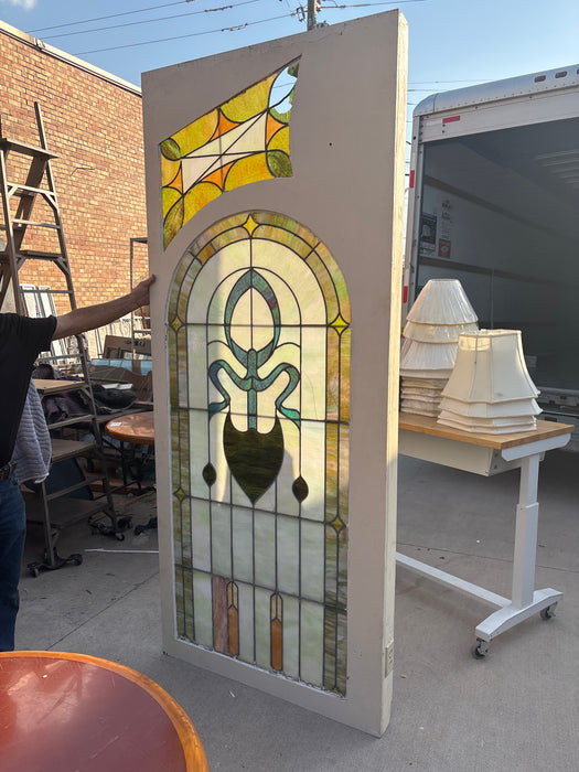PAIR OF STAINED GLASS DOORS - AS FOUND