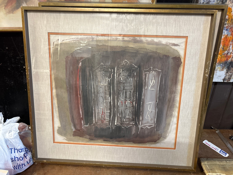 FRAMED ABSTRACT GUACHE ON PAPER - SIGNED JUAN VENTAYOL