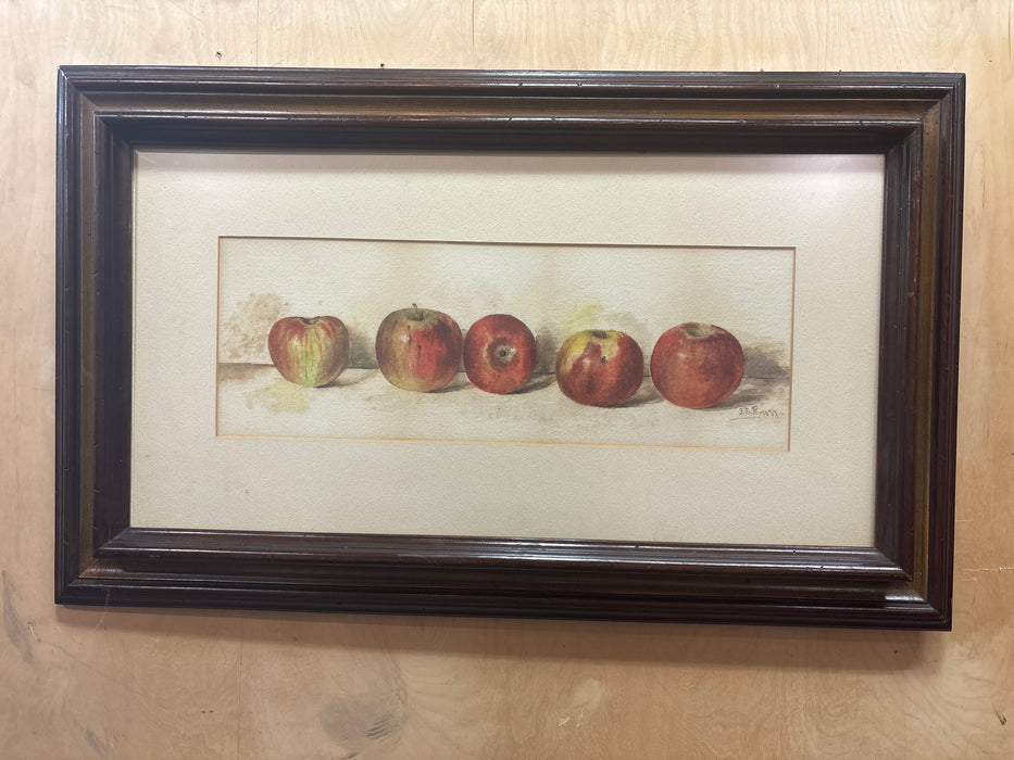 WATERCOLOR STILL LIFE OF APPLES - DATED 1897