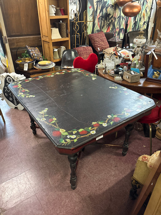 LARGE COTTAGE PAINTED TURNED LEG TABLE