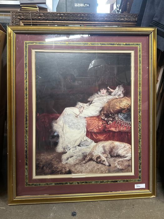 RECLINING LADY PRINT IN GOLD FRAME