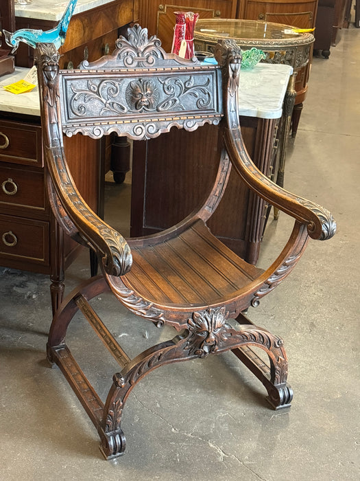ITALIAN OAK CARVED SAVANNNA ROLLA CHAIR