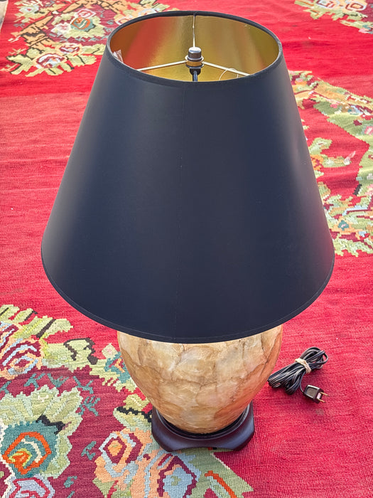 ABALONE LAMP WITH BLACK SHADE
