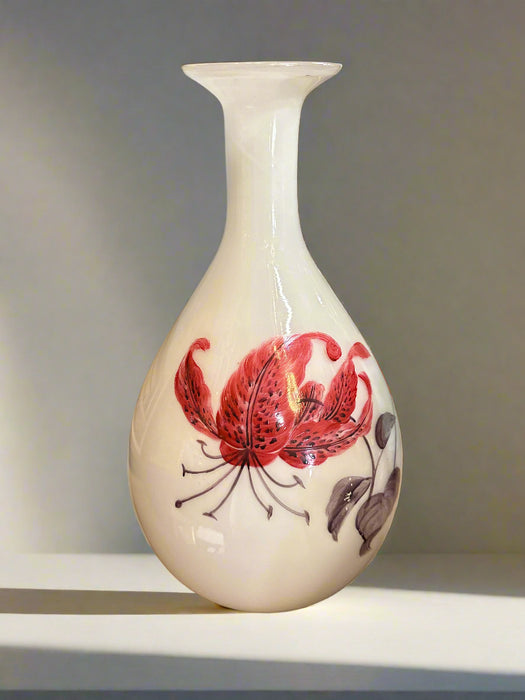 TALL WHITE VASE WITH FLOWERS