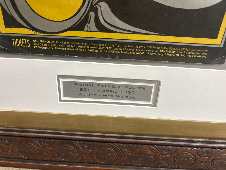 ORNATE BROWN FRAMED FILLMORE BAND POSTER