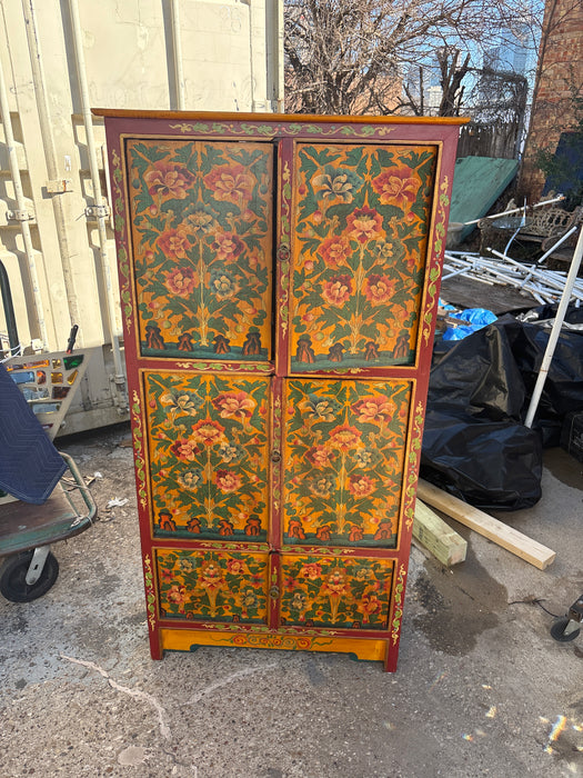 TIBETAN 6 DOOR PAINTED CABINET