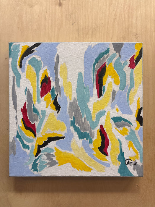 SMALL MULTICOLORED PAINTING ON CANVAS - SIGNED