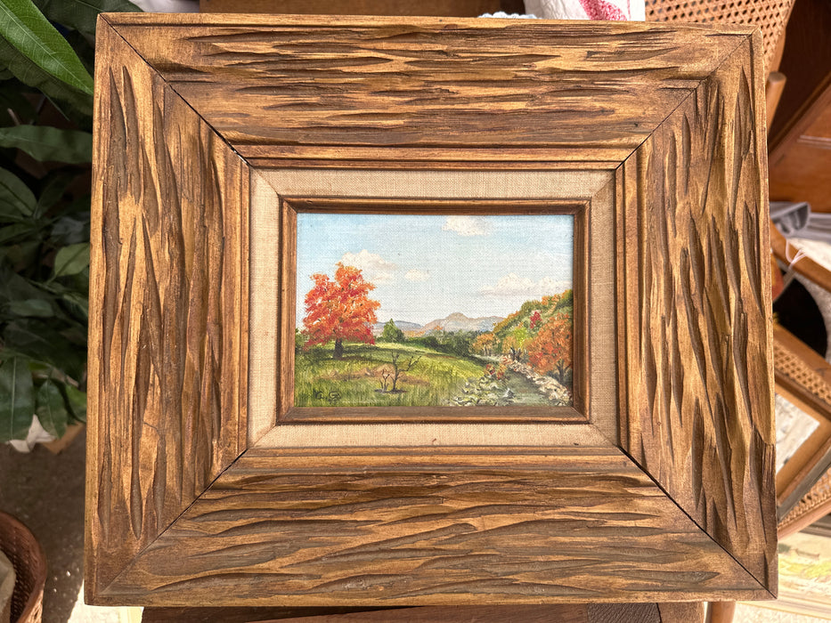 SMALL RUSTIC FRAMED FALL LANDSCAPE SIGNE A.G. '79