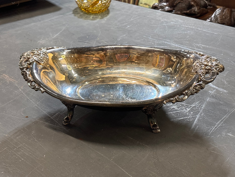 SILVER PLATE OVAL FOOTED DISH