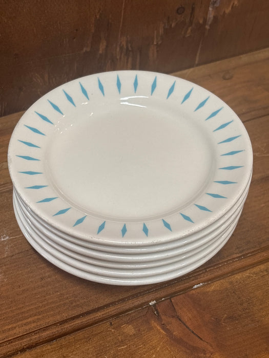 SET OF 6 SMALL BLUE EDGED HOMER LAUGHLIN PLATES