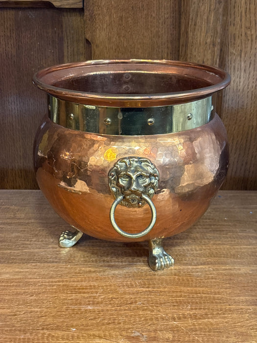 COPPER AND BRASS PLANTER WITH FEET