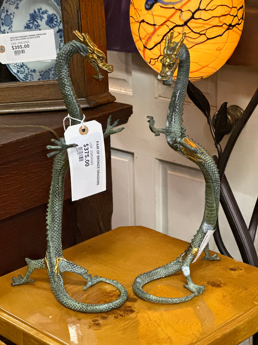 PAIR OF BRONZE DRAGONS