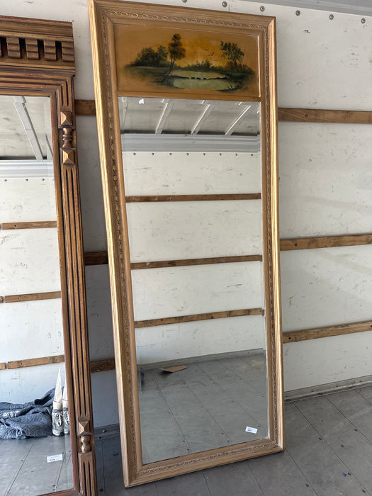 GILT FRAMED BEVELED TRUMEAU MIRROR