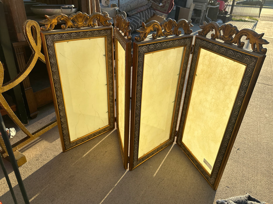 NEIMAN MARCUS GILT AND FROSTED GLASS SCREEN