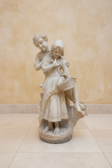 FRENCH MARBLE STATUE OF LOVERS