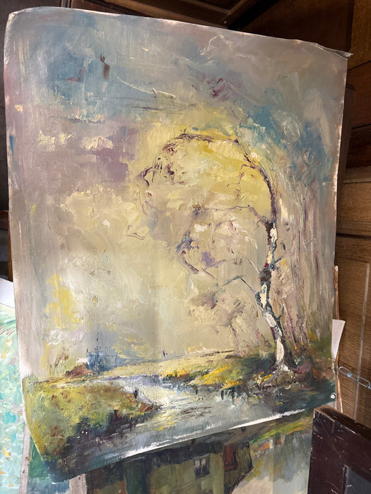 IMPRESSIONIST OIL PAINTING OF TREE - SIGNED