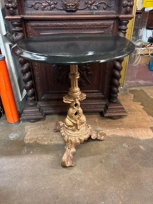 CAST IRON BRONZE PAINTED WOOD TOP ENGLISH PUB TABLE 1 OF 8