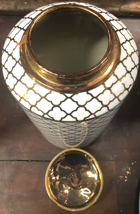 BLACK AND WHITE LIDDED JAR