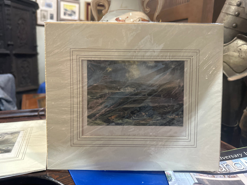 SMALL FRAMED ETCHING WITH CATTLE