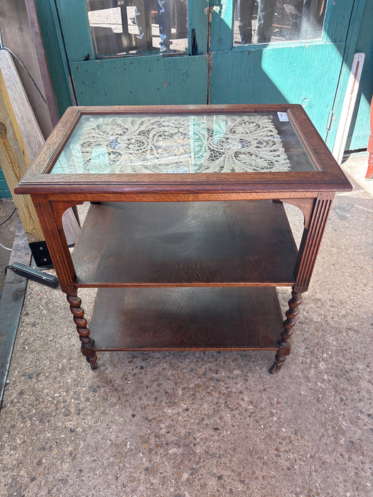 BARLEY TWIST LARGE BAR CART - AS FOUND WHEELS