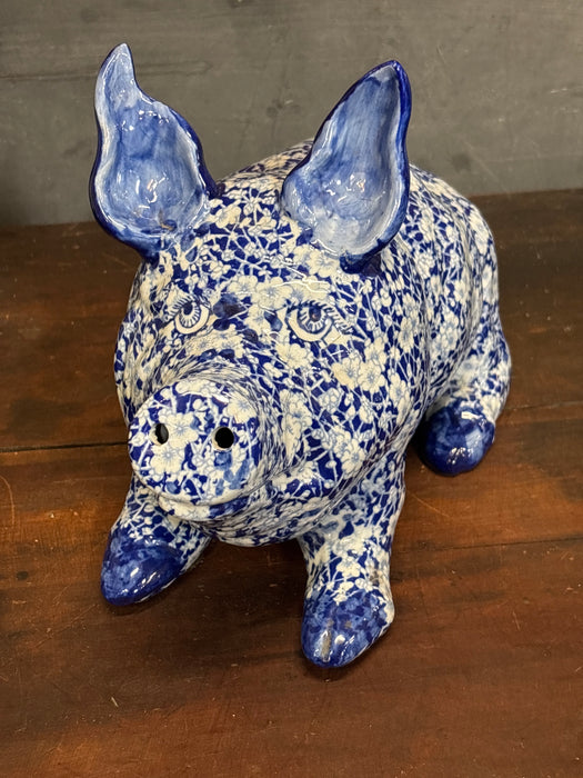 BLUE AND WHITE IRONSTONE PIG