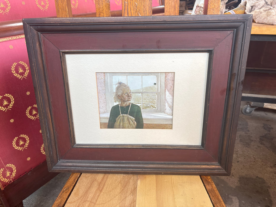 BLACK AND RED FRAMED PRINT OF ANNA KIEERNER BY ANDREW WYETH