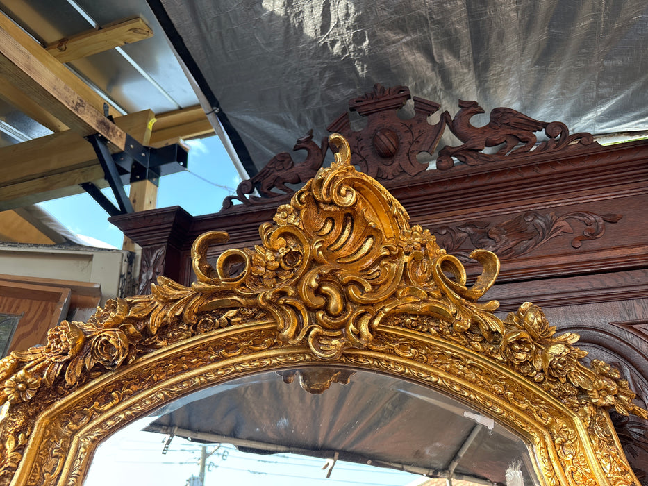 HUGE PUTTI ACCENTED GILT BEVELED MIRROR