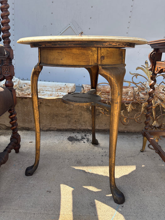 IRON GEORGIAN STYLE PUB TABLE WITH MARBLE TOP - AS FOUND