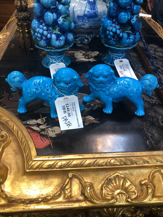 PAIR OF MEDIUM TURQUOISE FOO DOGS