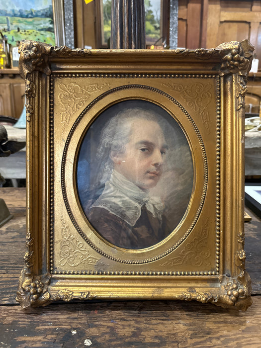 18TH CENTURY SYTLE GENTLEMENS PRINT IN GOLD  FRAME