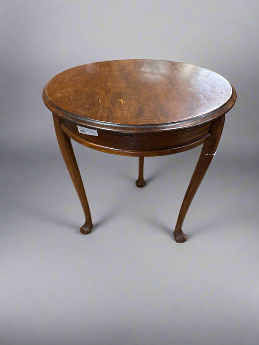 ROUND WALNUT 3 LEGGED SIDE TABLE WITH BALL AND CLAW FEET