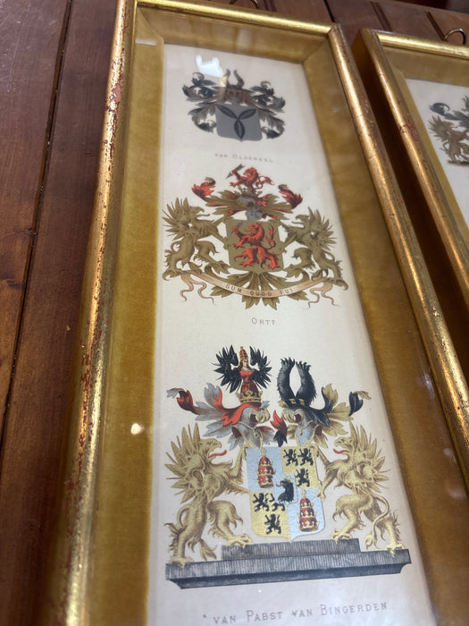 PAIR OF GOLD FRAMED ROYAL CRESTS