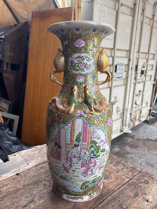 PAIR OF LARGE CHINESE VASES- ONE AS IS