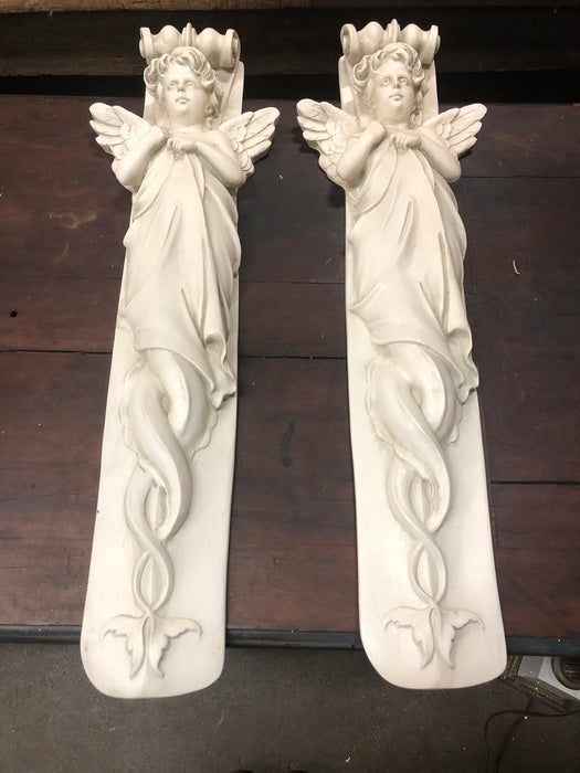 PAIR OF RESIN CERUB CORBELS