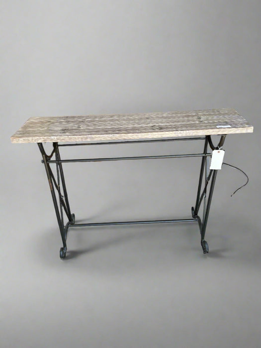 IRON CONSOLE WITH WOOOD TOP