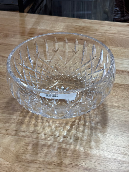 BLUE AND WHITE WITH GREEN LEAVES SMALL CRYSTAL BOWL