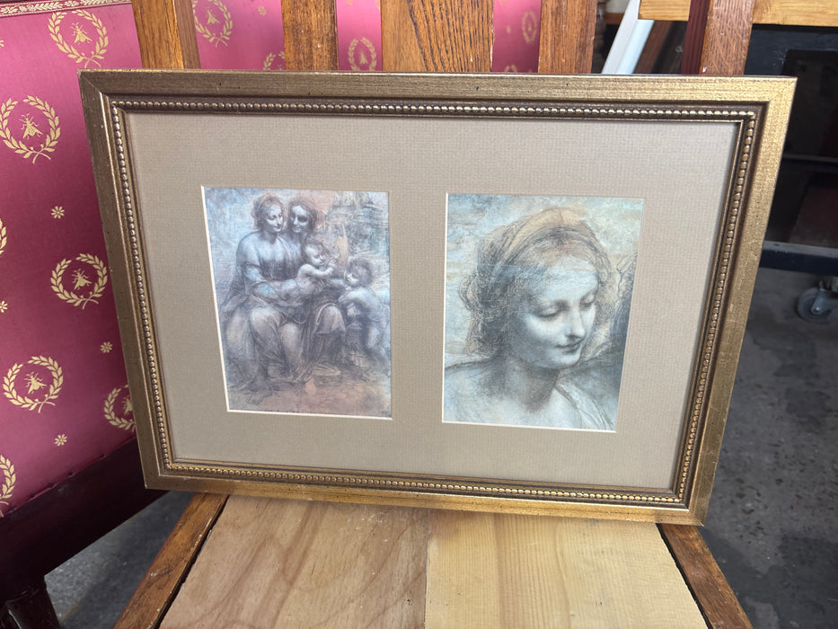 GOLD FRAMED DA VINCI PRINT OF THE VIRGIN AND CHILD