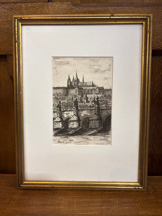 GOLD FRAMED CITY WATER WAY - SIGNED