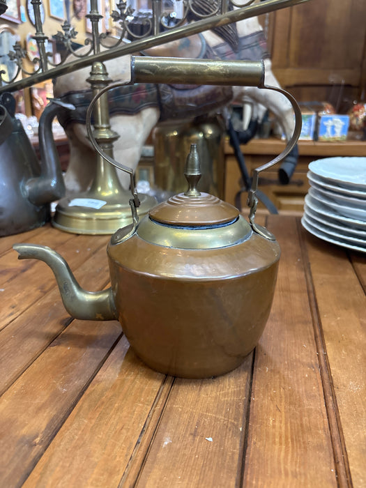 MEDIUM BRASS AND COPPER TEA POT