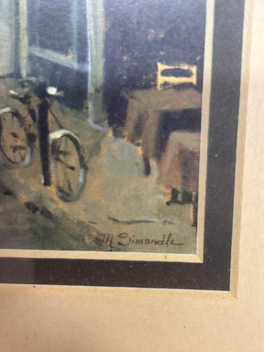 SMALL MOTTLED PRINT OF FRENCH STREET - SIGNED