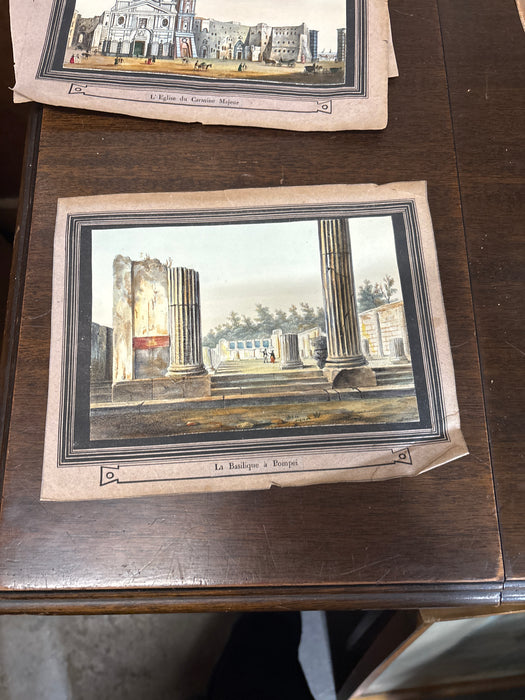 COLORFUL ARCHITECTURAL PRINT "LA BAILIQUE A POMPEI"