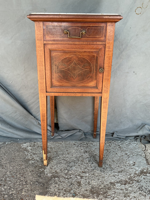MARBLE TOP MAHOGANY NIGHT STAND - AS FOUND
