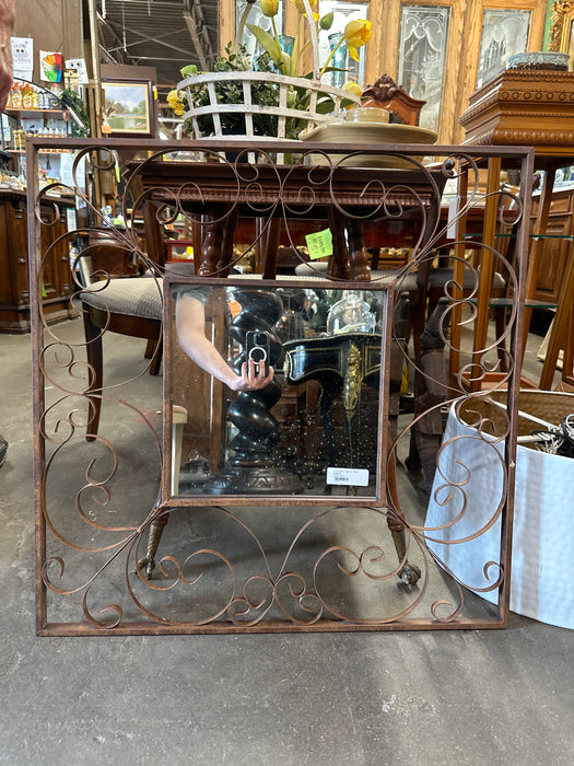 TIN SCROLLY METAL WALL MIRROR