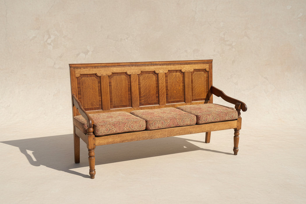 FRENCH OAK PANELED SETTEE BENCH