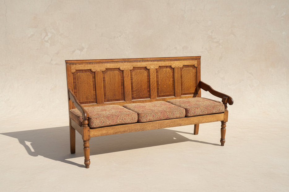FRENCH OAK PANELED SETTEE BENCH
