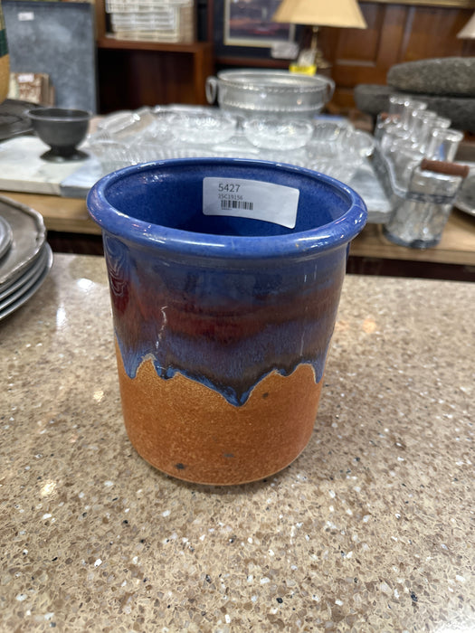 SMALL DRIP GLAZE POTTERY CANNISTER