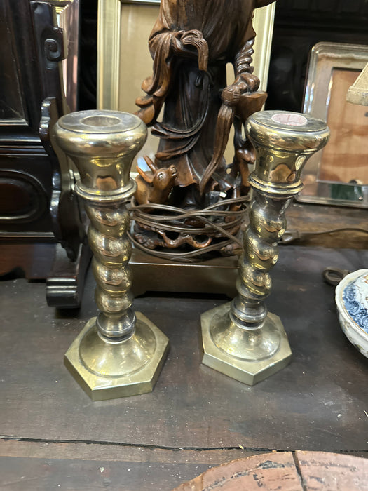 PAIR OF SMALL BARLEY TWIST CANDLESTICKS