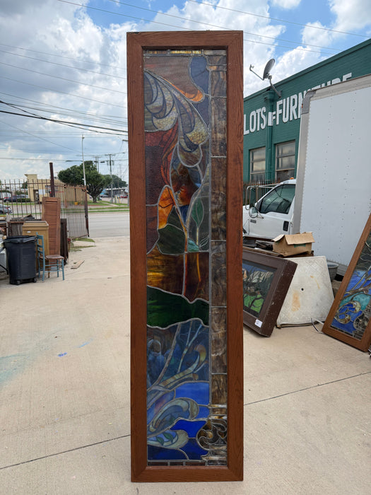 FRAMED ART NOUVEAU STAINED GLASS PANEL