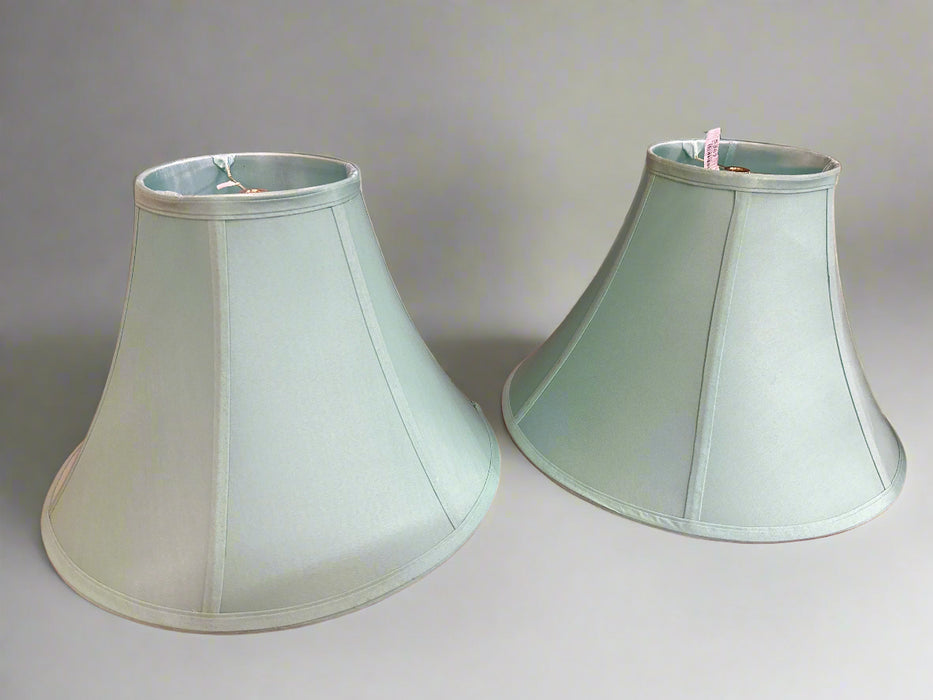 PAIR OF AQUA LAMPSHADES