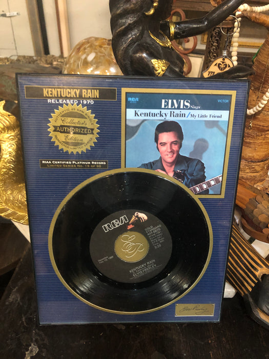 BLACK FRAMED ELVIS 45 RECORD 1970 KENTUCKY RAIN